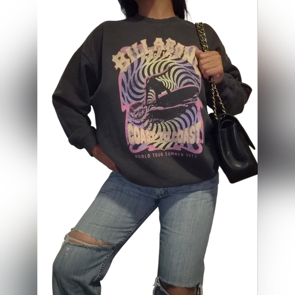 Billabong Black and Pink Graphic Crewneck Sweater - Picture 4 of 5